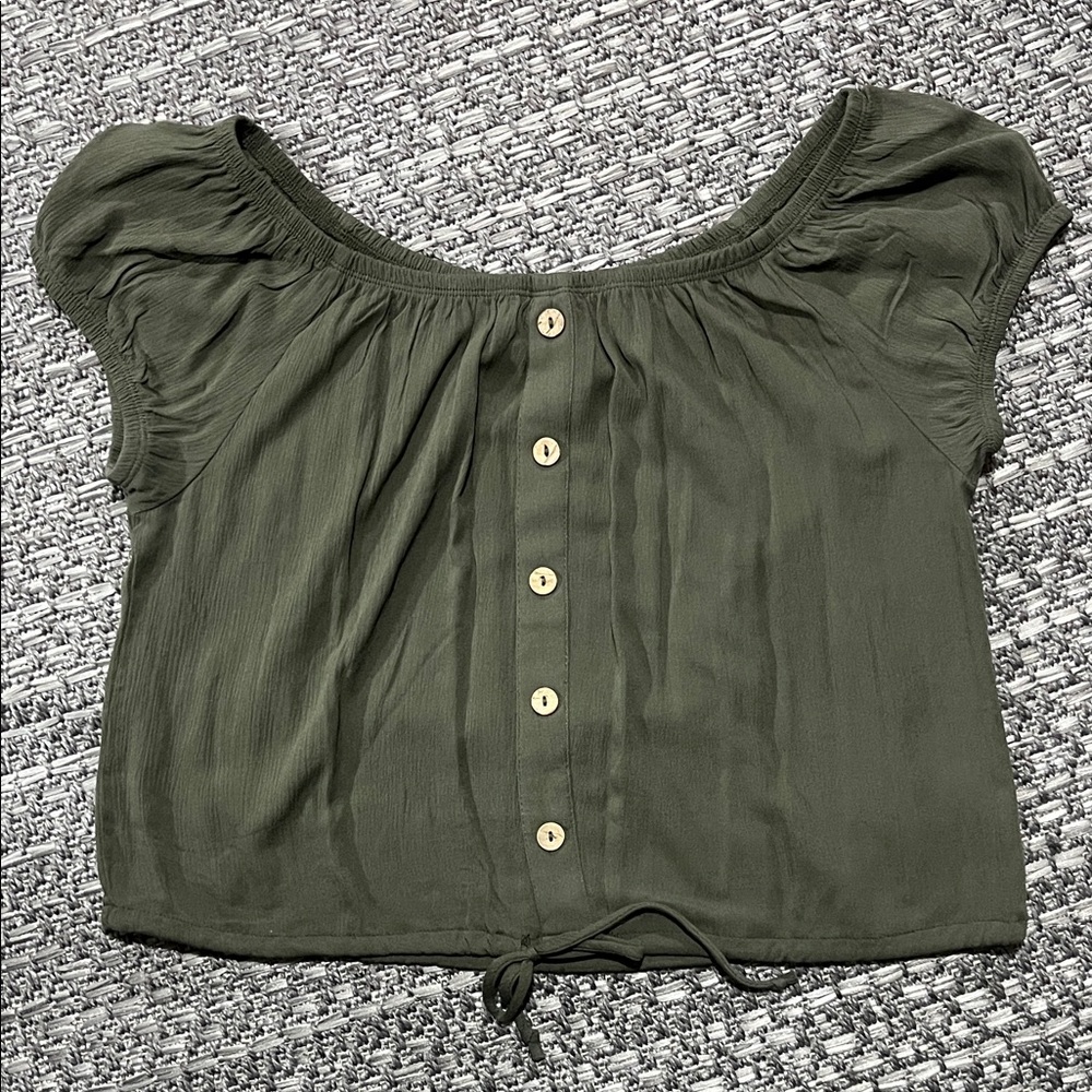 Self Esteem | Green Short Sleeve Crop Top